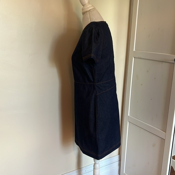 Ann Taylor Classic Dark Wash Denim Blue Mini Short Sleeve Dress Size 6P - Picture 6 of 10